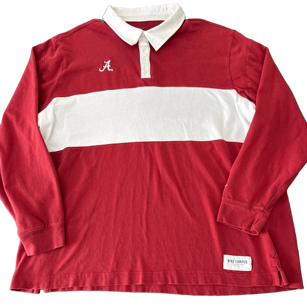 Nike Alabama Crimson Tide Red White Long Sleeve polo Nike Campus Collection XL